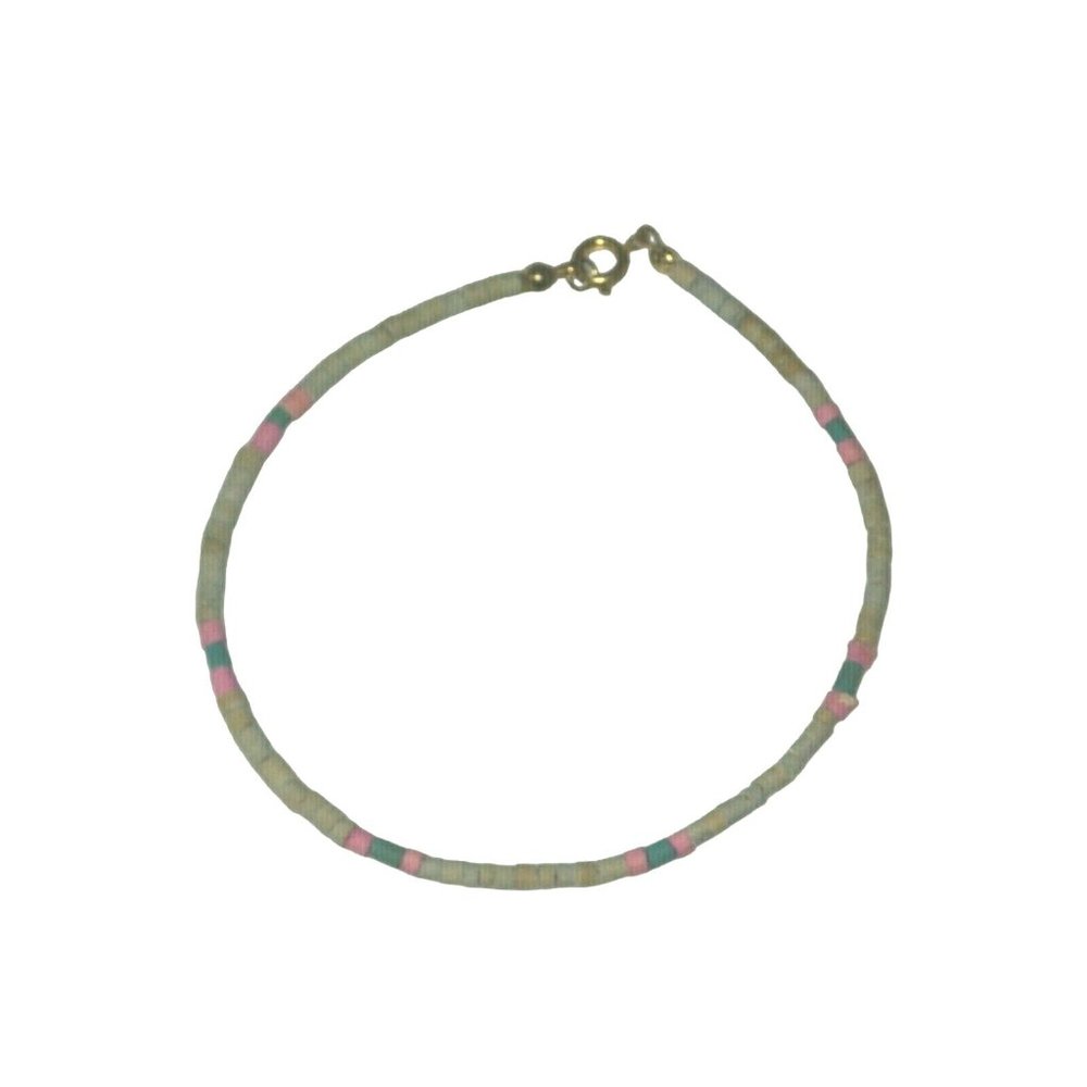 Anklet Bracelet Pink Green Blue beads